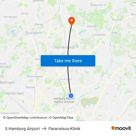 S Hamburg Airport to Paracelsus-Klinik map