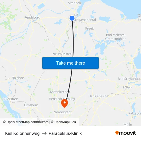 Kiel Kolonnenweg to Paracelsus-Klinik map