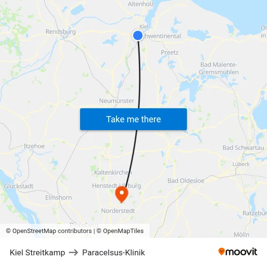 Kiel Streitkamp to Paracelsus-Klinik map