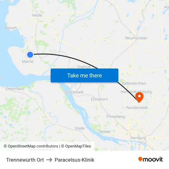 Trennewurth Ort to Paracelsus-Klinik map
