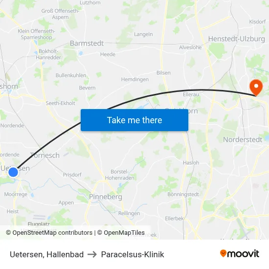 Uetersen, Hallenbad to Paracelsus-Klinik map