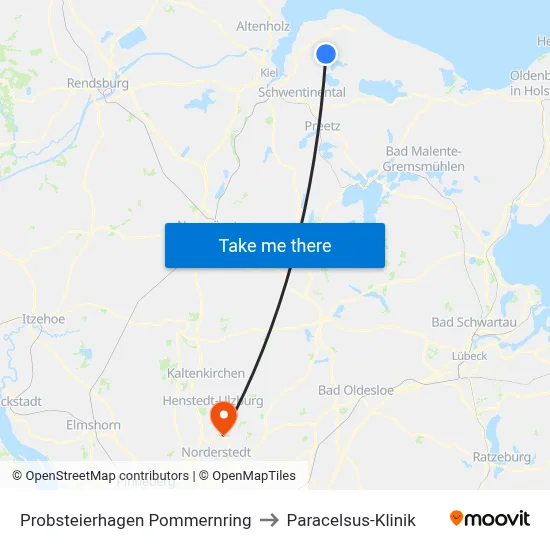 Probsteierhagen Pommernring to Paracelsus-Klinik map