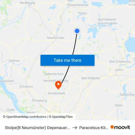 Stolpe(B Neumünster) Depenauer Weg to Paracelsus-Klinik map