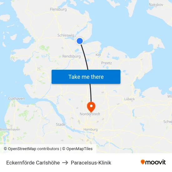 Eckernförde Carlshöhe to Paracelsus-Klinik map