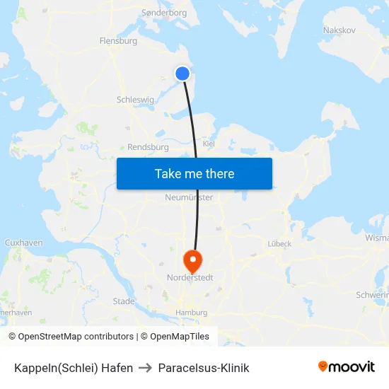Kappeln(Schlei) Hafen to Paracelsus-Klinik map
