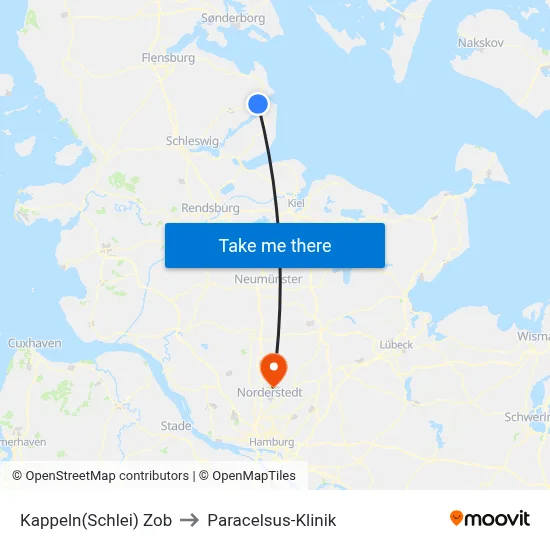 Kappeln(Schlei) Zob to Paracelsus-Klinik map