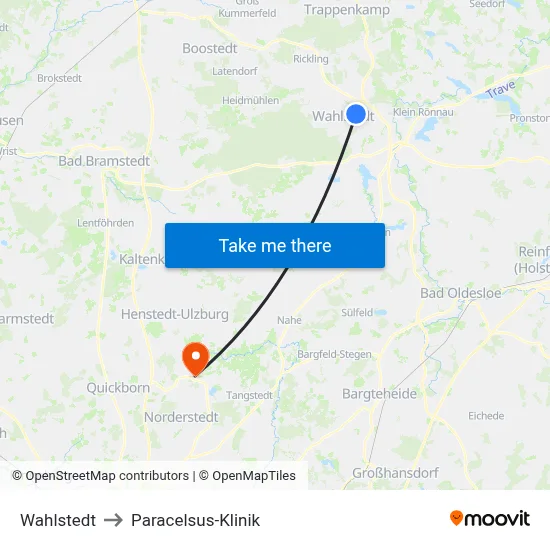 Wahlstedt to Paracelsus-Klinik map