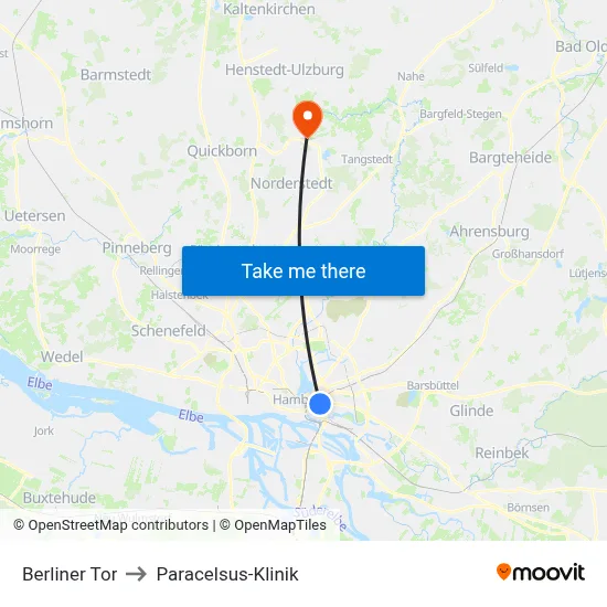 Berliner Tor to Paracelsus-Klinik map