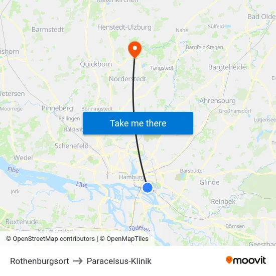 Rothenburgsort to Paracelsus-Klinik map