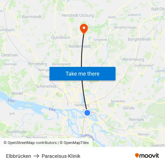Elbbrücken to Paracelsus-Klinik map