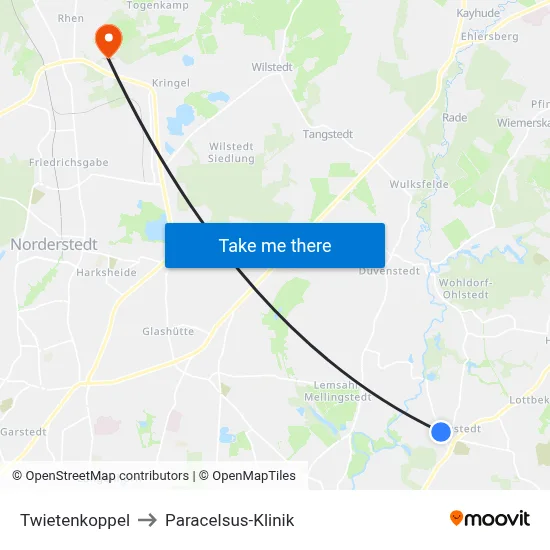 Twietenkoppel to Paracelsus-Klinik map