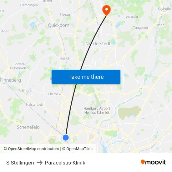 S Stellingen to Paracelsus-Klinik map