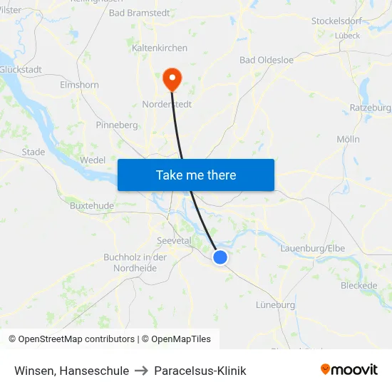Winsen, Hanseschule to Paracelsus-Klinik map