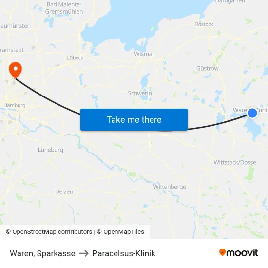 Waren, Sparkasse to Paracelsus-Klinik map