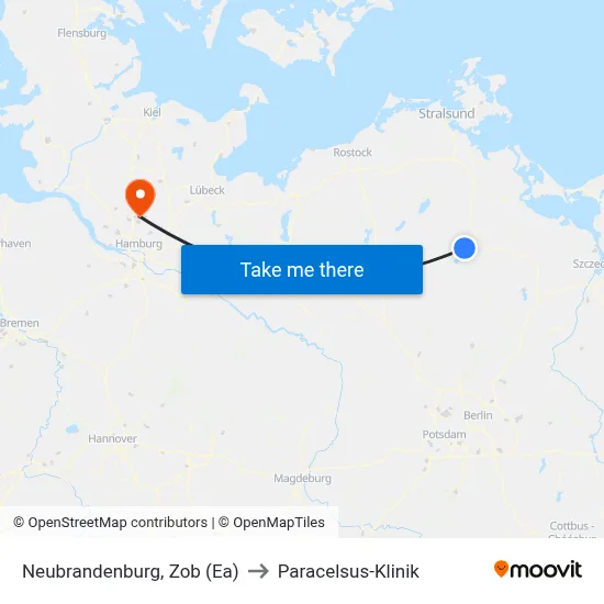 Neubrandenburg, Zob (Ea) to Paracelsus-Klinik map