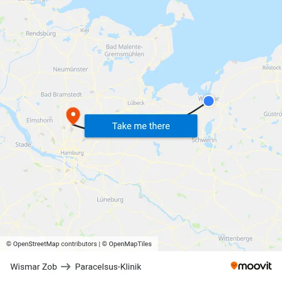 Wismar Zob to Paracelsus-Klinik map
