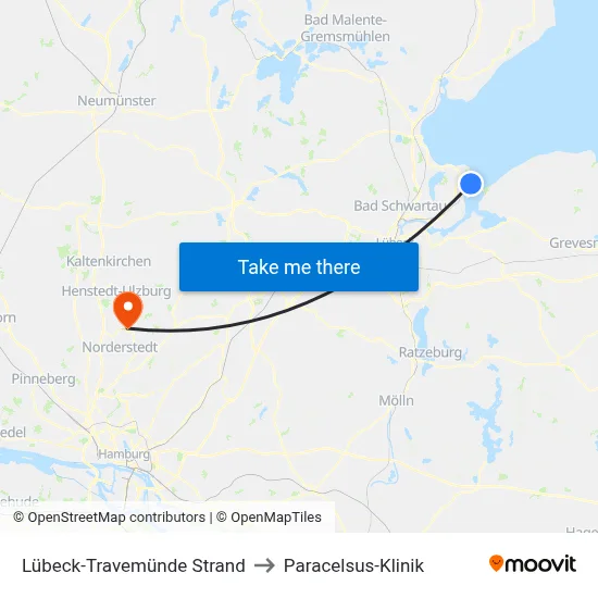 Lübeck-Travemünde Strand to Paracelsus-Klinik map