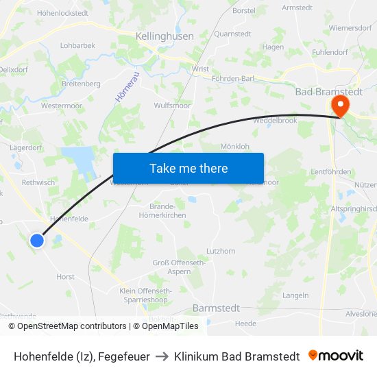 Hohenfelde (Iz), Fegefeuer to Klinikum Bad Bramstedt map