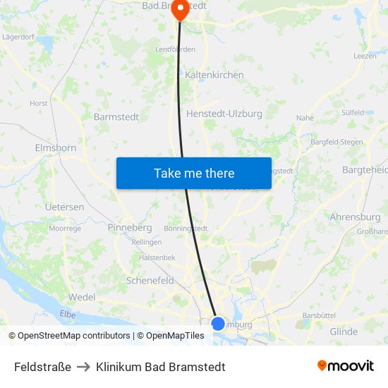 Feldstraße to Klinikum Bad Bramstedt map