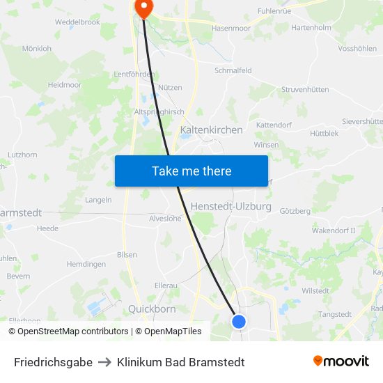 Friedrichsgabe to Klinikum Bad Bramstedt map