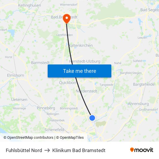 Fuhlsbüttel Nord to Klinikum Bad Bramstedt map