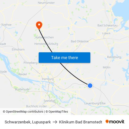 Schwarzenbek, Lupuspark to Klinikum Bad Bramstedt map
