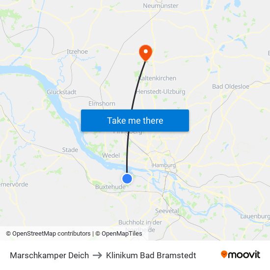 Marschkamper Deich to Klinikum Bad Bramstedt map