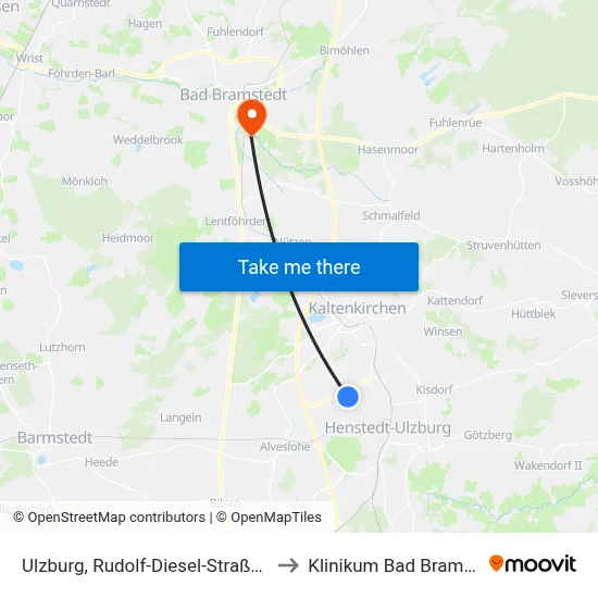 Ulzburg, Rudolf-Diesel-Straße (Ost) to Klinikum Bad Bramstedt map