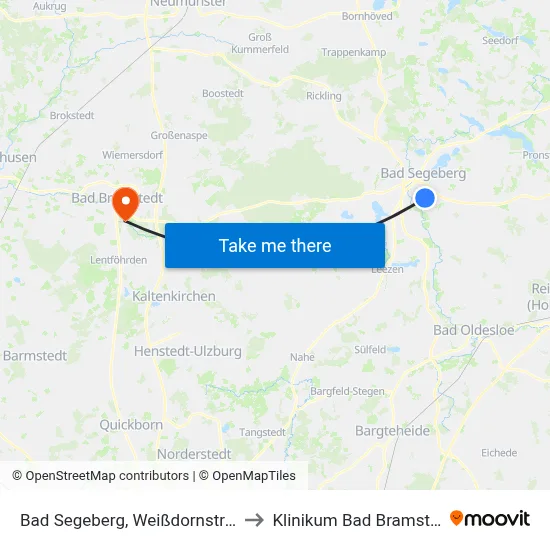 Bad Segeberg, Weißdornstraße to Klinikum Bad Bramstedt map
