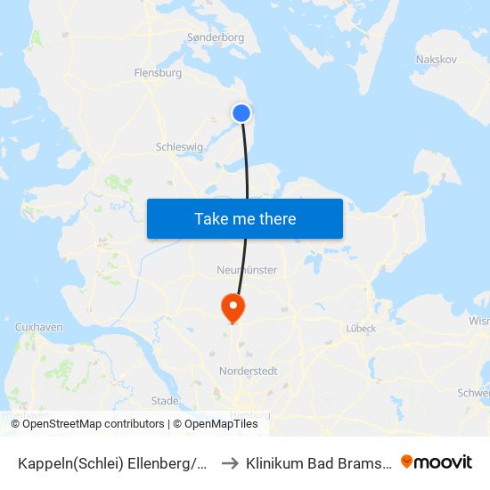 Kappeln(Schlei) Ellenberg/Markt to Klinikum Bad Bramstedt map
