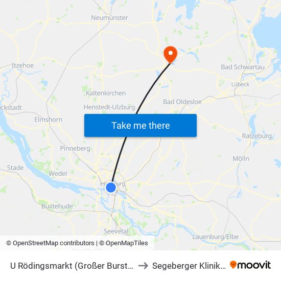 U Rödingsmarkt (Großer Burstah) to Segeberger Kliniken map