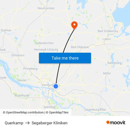 Querkamp to Segeberger Kliniken map
