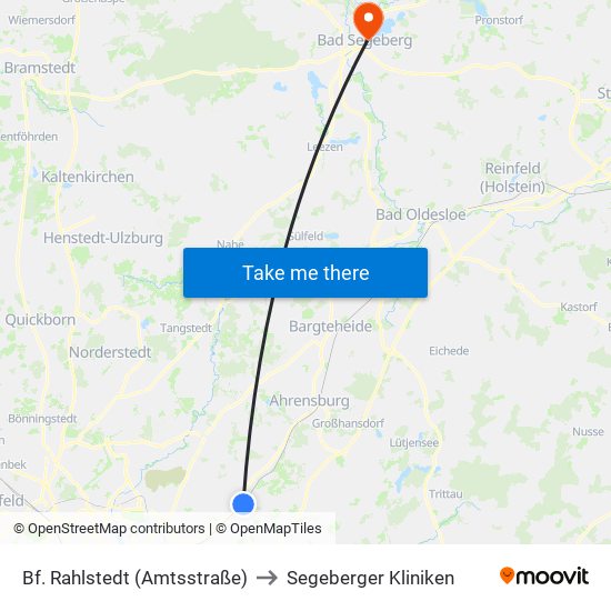 Bf. Rahlstedt (Amtsstraße) to Segeberger Kliniken map