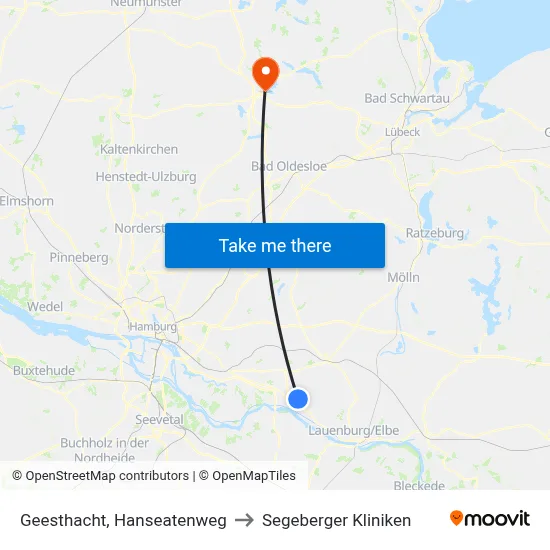 Geesthacht, Hanseatenweg to Segeberger Kliniken map