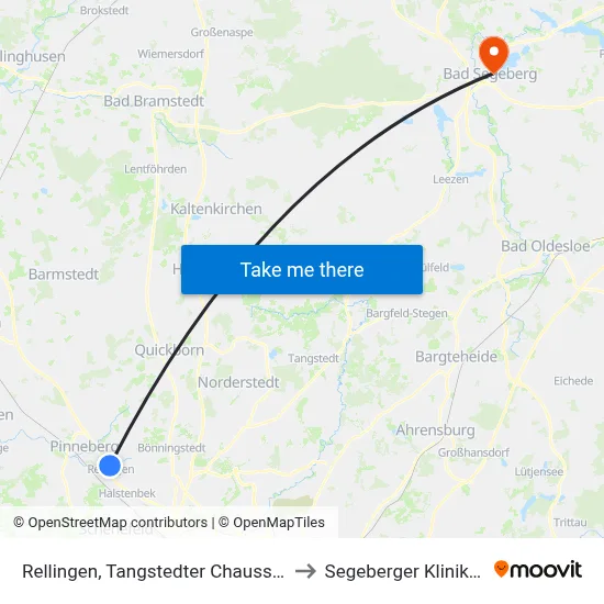 Rellingen, Tangstedter Chaussee to Segeberger Kliniken map