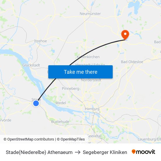 Stade(Niederelbe) Athenaeum to Segeberger Kliniken map