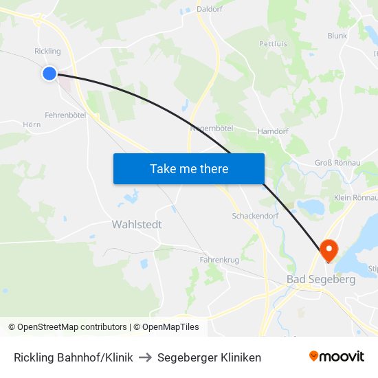 Rickling Bahnhof/Klinik to Segeberger Kliniken map