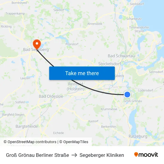 Groß Grönau Berliner Straße to Segeberger Kliniken map