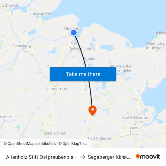Altenholz-Stift Ostpreußenplatz to Segeberger Kliniken map