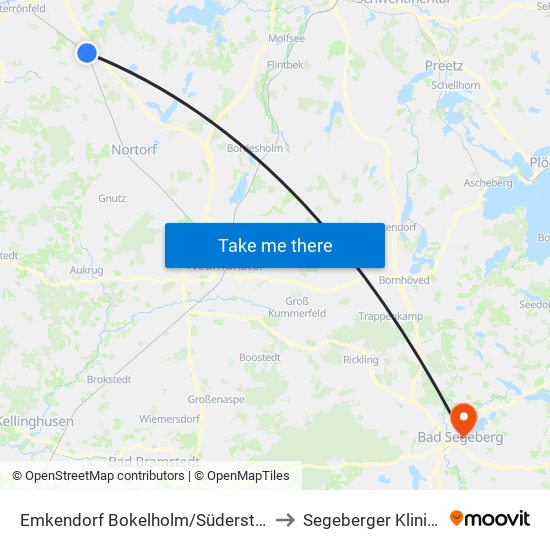 Emkendorf Bokelholm/Süderstraße to Segeberger Kliniken map