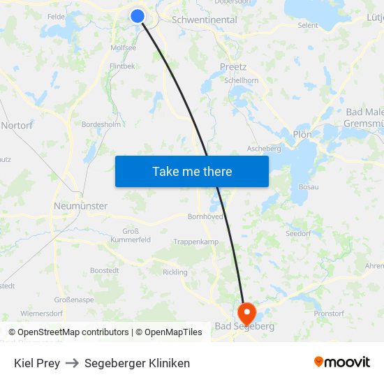 Kiel Prey to Segeberger Kliniken map