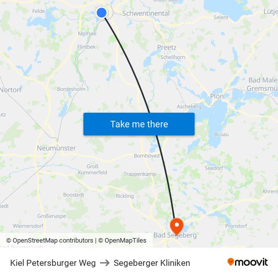 Kiel Petersburger Weg to Segeberger Kliniken map
