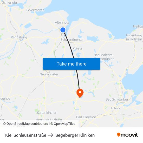 Kiel Schleusenstraße to Segeberger Kliniken map