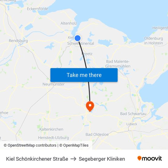 Kiel Schönkirchener Straße to Segeberger Kliniken map