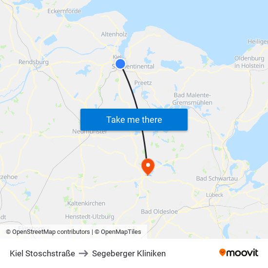 Kiel Stoschstraße to Segeberger Kliniken map