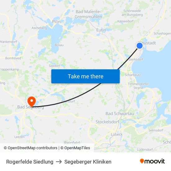 Rogerfelde Siedlung to Segeberger Kliniken map