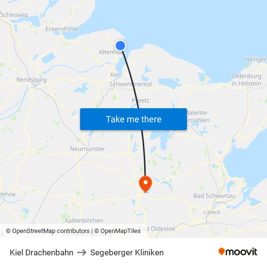 Kiel Drachenbahn to Segeberger Kliniken map
