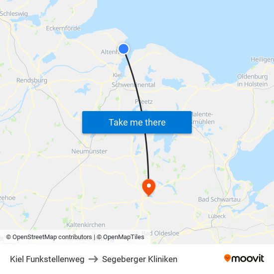 Kiel Funkstellenweg to Segeberger Kliniken map
