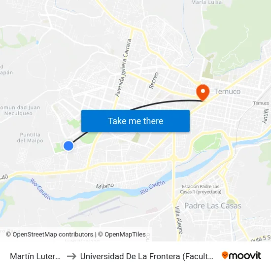 Martín Lutero, 2463 to Universidad De La Frontera (Facultad De Medicina) map