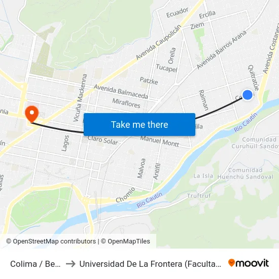 Colima / Belgrado to Universidad De La Frontera (Facultad De Medicina) map